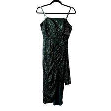 Mac Duggal sequined midi strapless dress size 2 emerald green MC