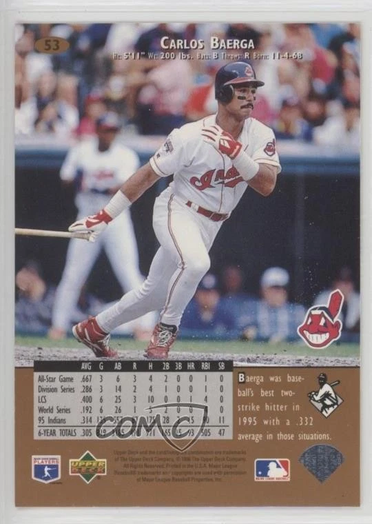1996 Upper Deck Carlos Baerga #53 - Image 2 of 2