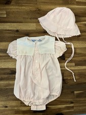 Vintage Baby Girl Nursery Rhyme Duck Bubble Romper and Hat 3-6m