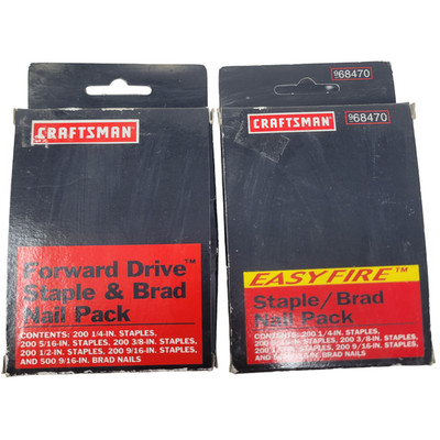 2 CRAFTSMAN 968470 Assorted Staple & Brad Nail Packs - 1/4'' to 9/16'' Easy Fire