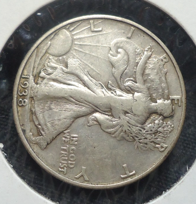 Extremely Fine XF 1938 D Denver Walking liberty 50C half dollar