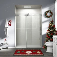 56" - 60" W x 76" H Frameless Soft-closing Single Sliding Shower Door, 1/4"