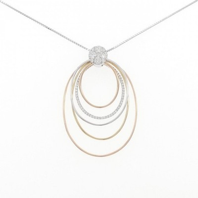 Authentic K18 Three-Color Diamond Necklace 0.70CT #270-004-106-5751