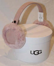 NIB UGG WOMEN'S GIRLS  SUEDE SHEARLING EAR MUFFS PINK OSFA NIB