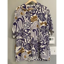 Hilo Hattie Hawaiian Shirt Floral Button Up Short Sleeve Camp Shirt Large EUC