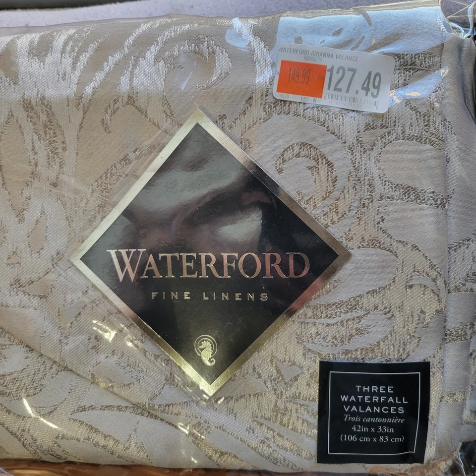 Nuevo en Paquete Waterford Arianna Juego de 3 Cenefas Cascada 42" x 33" Champagne Silver Foto 3 de 4