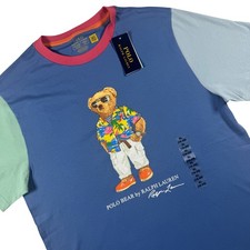 Polo Ralph Lauren Polo Bear T-Shirt Boy XL 18-20 Blue Colorblock Graphic Tee NEW