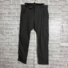 Prana Zion Slim Fit Dark Gray Nylon Stretch Belted Hiking Pants Mens 32 x 30