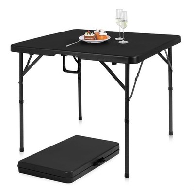 34'' Folding Card Table Square Foldable Table Plastic Portable with Detachable...