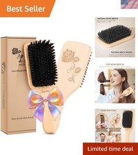 Boar Bristle Hair Brush - Ergonomic Wood Handle for All Hair Types