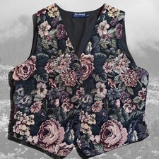 Vintage Weekend Edition Tapestry Floral Knit Vest XL Grandmacore Cottagecore