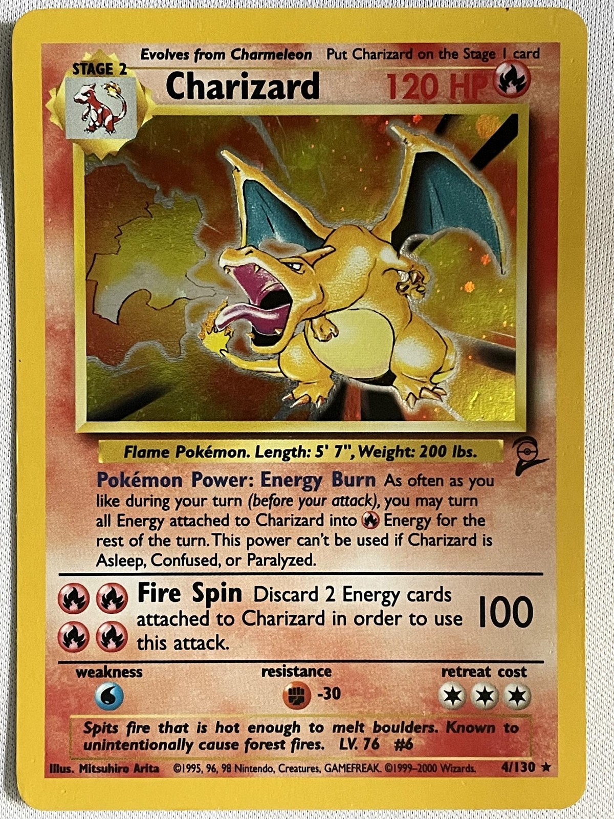 Charizard 4/130 Holo Rare Base Set 2 Pokemon Holo Heavily Played
