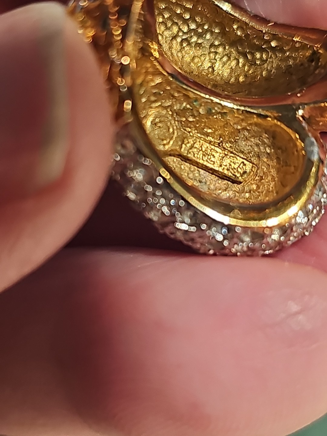 Rhinestone Cocktail Statement Ring Knot Gold Tone… - image 7