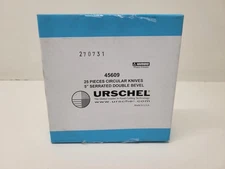 BOX OF 25 NEW OLD STOCK! URSCHEL 5" SERRATED DOUBLE BEVEL CIRCULAR KNIVES 45609