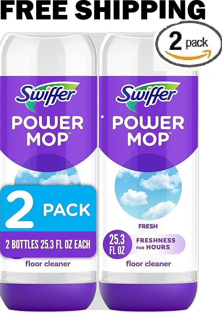 Swiffer PowerMop Floor Cleaning Solution with Fresh Scent, 25.3 fl oz, 2 Pack