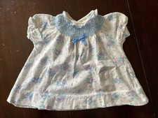 Vintage Baby Top Pastel Floral Bow and Smocking Carters 100 Cotton