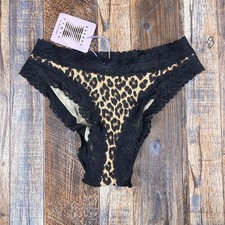 Savage X Fenty Women's S Beige Black Cotton Essentials Lace Trim Cheeky Undie