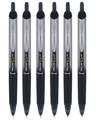 PILOT Precise V10 RT Retractable Rollerball Pens, Bold Point, 1.0mm, Black , 6