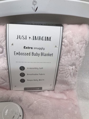 Just Imagine Girls Pink Floral Baby Blanket Security Lovey Embossed Flower NEW - Picture 8 of 10