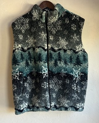 Vintage 90s Starfire Faux Fur Vest M Cabin Novelty Kitsch Retro Ski Lodge Cozy
