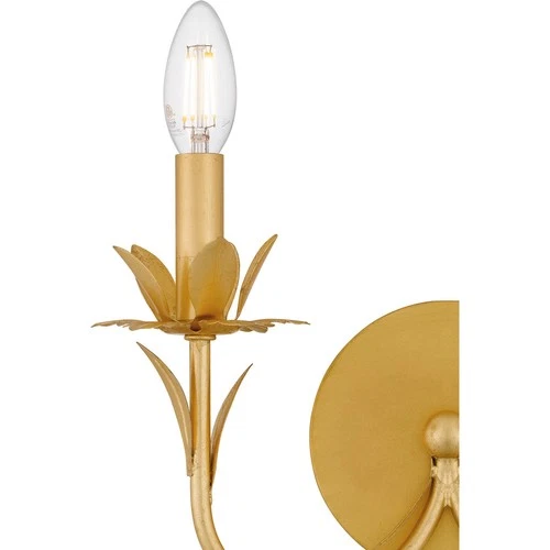 Gold Leaf Two Light Wall Sconce from the Maria Collection - Picture 5 of 7