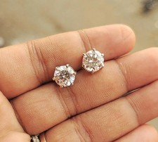 2Ct Round Cut Lab Created Diamond Solitaire Stud Earrings 14K White Gold Plated