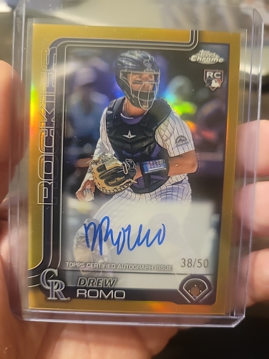 DREW ROMO 2025 Topps Chrome Rookie Gold Auto /50 Rockies RC
