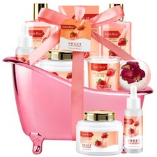 Spa Kit for Women, Bath  Body Gift Set, Luxury Home 10 Pieces dark pink