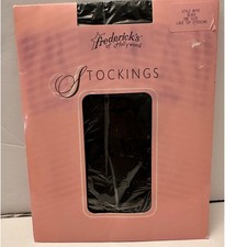 VTG Fredericks of Hollywood Style 995 Black One Size Lace Top Stockings