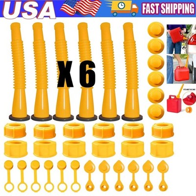 6X Replacement Gas Can Spout Nozzle Vent Kit for Plastic Gas Cans Old Style Cap