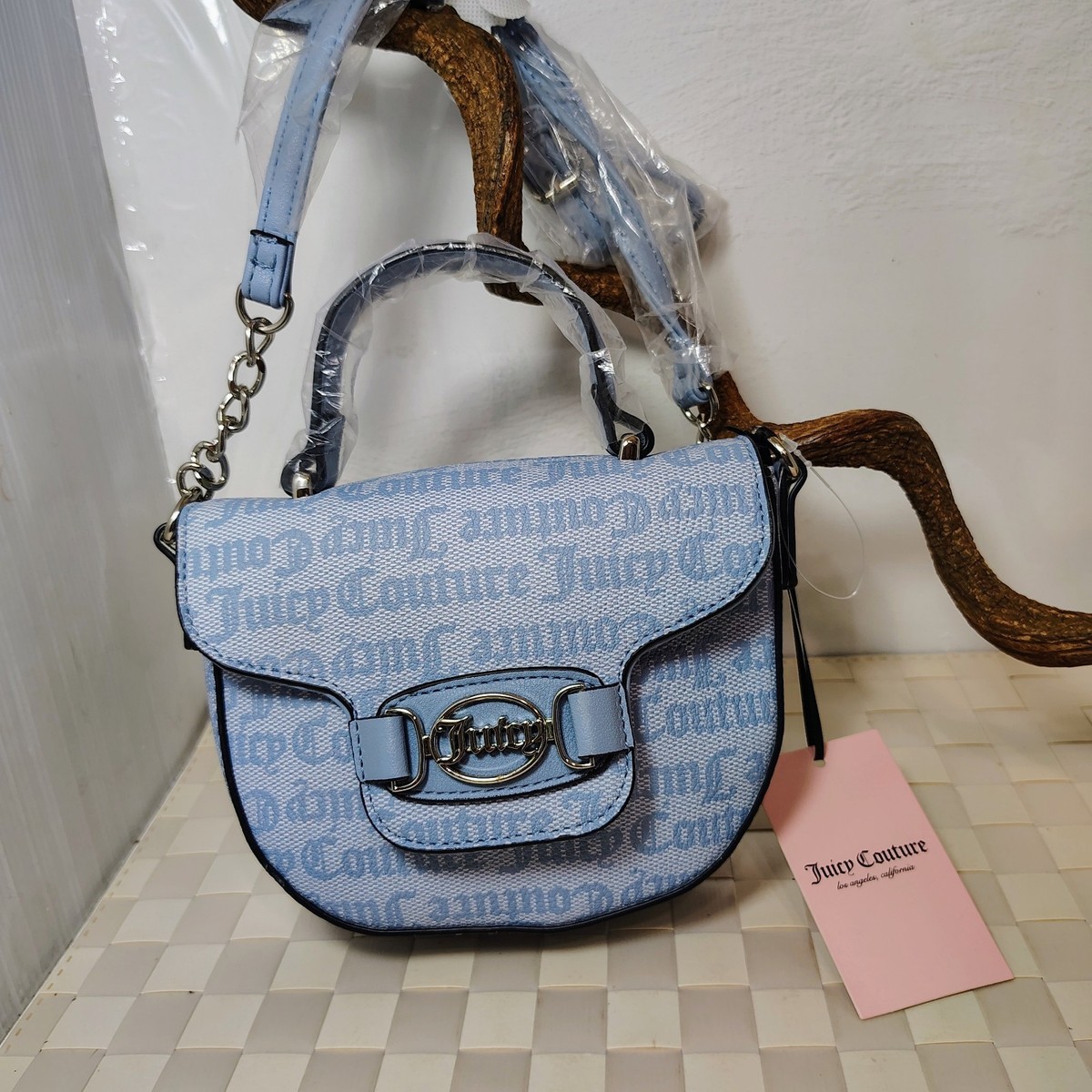 JUICY COUTURE　青いスエードレザーハンドバッグ　ジューシークチュール JUICY COUTURE 青いスエードレザーハンドバッグ ジューシークチュール