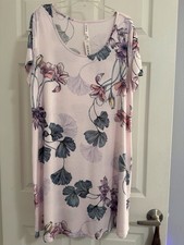 NWT SOMA Women's Medium, Cool Nights Short Sleeve Sleepshirt, Pink Floral Haven