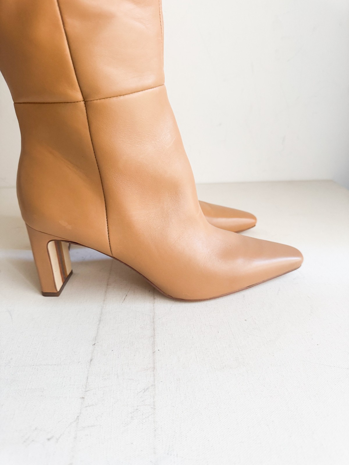 Sam Edelman Sylvia knee-high boots luxe tan leather Pointy Toe 10.5 WIDE CALF image 4