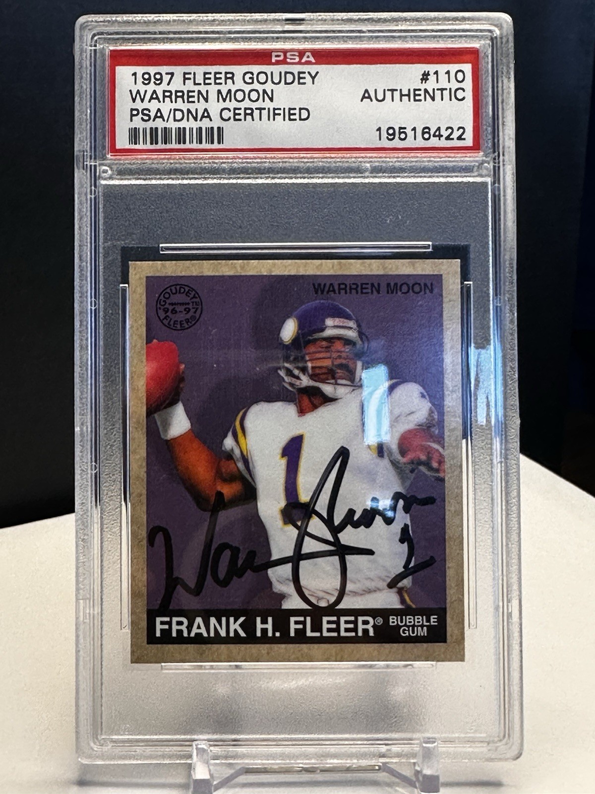 Warren Moon Edmonton Eskimos 1997 Playoff Zone Auto PSA/DNA Authentic HOF 06 Inscription 