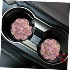 Camo Hunting Print - Pink Flower Car Cup Coasters - Camo Hunting