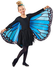 Kids Monarch Butterfly Cape Wings, Blue, One Size