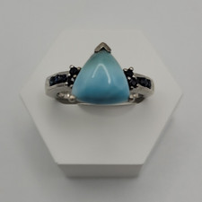 925 Sterling Silver Pear Blue Turquoise Prong...