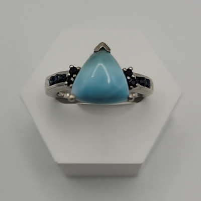 925 Sterling Silber Birne Blau Türkis Krappen Set Ring Größe 7