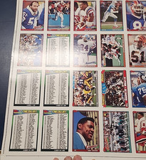 1991 Topps Football Cards, UNCUT SHEET, Brd 10