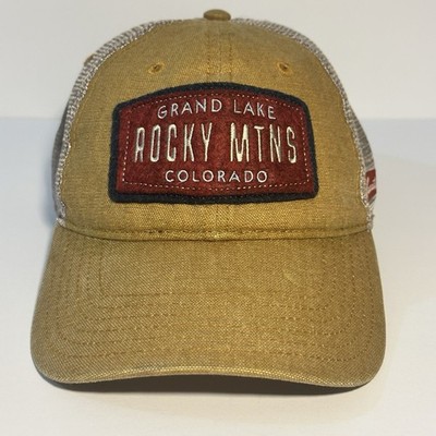 Grand Lake Colorado Rocky Mountain Trucker Hat SnapBack Tan Gray Baseball Cap