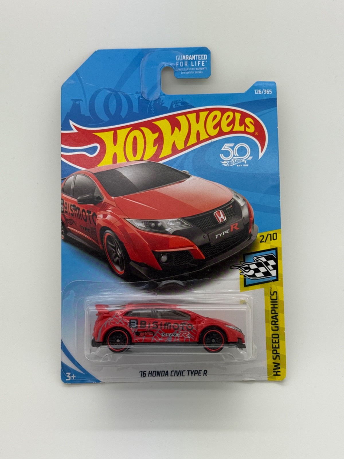 2018 Hot Wheels '16 Honda Civic Type R Red - HW Speed Graphics #126/365 BAD CARD
