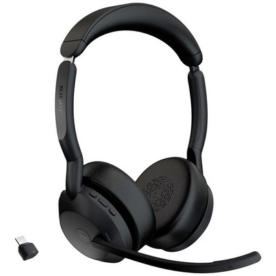 Jabra Evolve 2 55 MS Stereo  On Ear Headset Bluetooth  Stereo Schwarz Noise C...