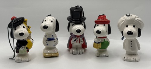 Vintage Peanuts Snoopy Ceramic Figurines Around The World/International Lot Of 5