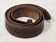 Vtg 42 Tex Shoemaker 2” Basket-Weave Leather Duty Belt Brown Removable Buckle