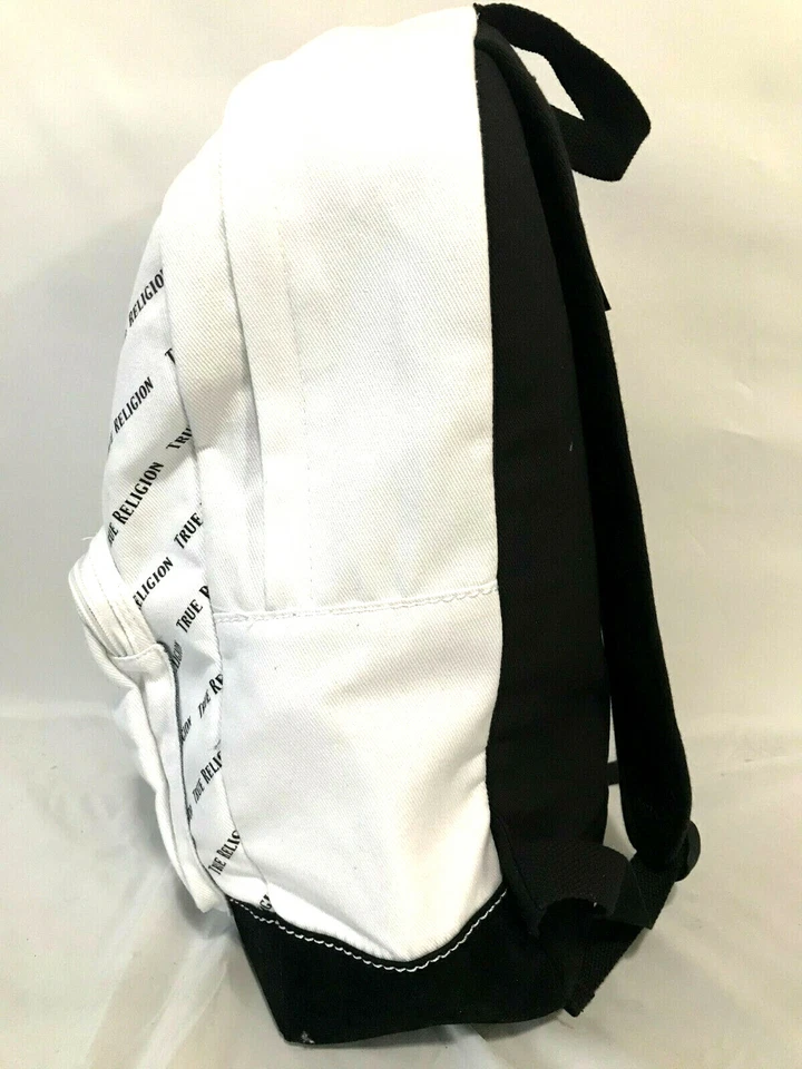 Mochila/bolsa de libros True Religion blanca con logotipo negro nueva con etiquetas Foto 2 de 3