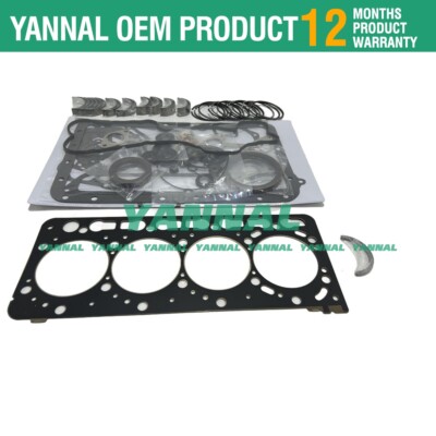Full Gasket Kit+Bearing Kit+Piston Ring Set For Kubota V3800 V3800-DI-T Engine