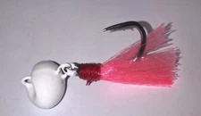 3 Swinging Hook Pompano Jigs Swing Hook White w/ Pink Teaser Surf Fishing Beach