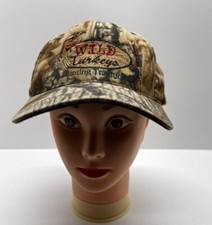 Vintage Hat Snapback Trucker Cap Mens Camo Wild Turkey hunting USA Made