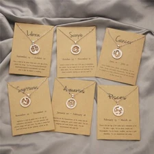 Horoscope Zodiac Sign Chain Women Men Rosegold Constellation Pendant Necklace