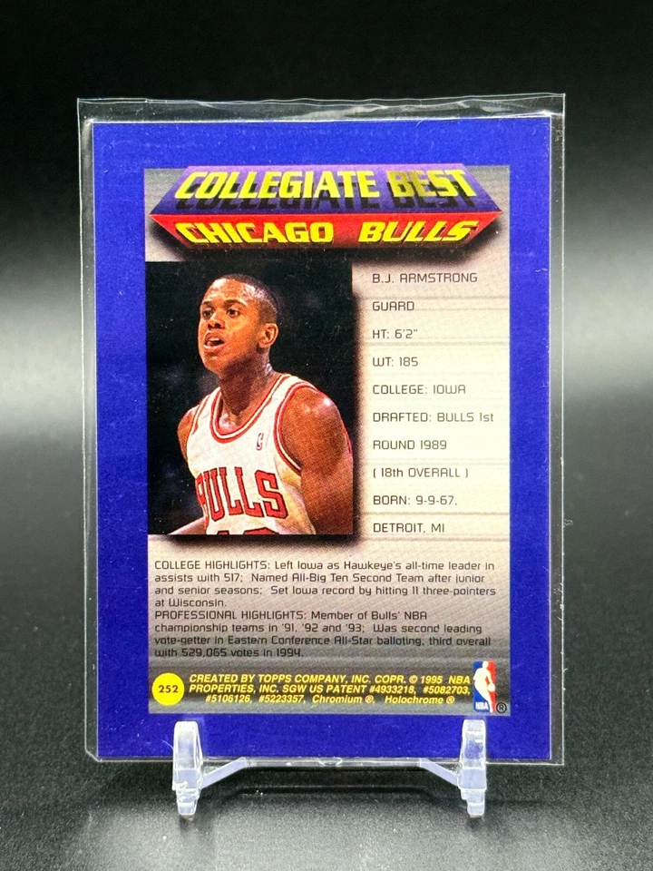 1994-95 Topps Finest - B.J. Armstrong #252 WITH PROTECTOR FILM - Image 2 of 2